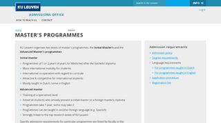 
                            13. Master's programmes – Admissions Office - KU Leuven