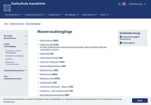 
                            13. Masterstudiengänge - Hochschule Mannheim