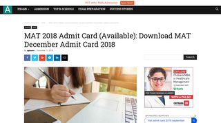 
                            4. MAT 2018 Admit Card (Available): Download MAT December Admit ...