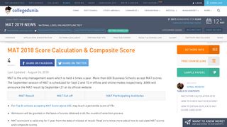 
                            10. MAT 2018 Score Calculation & Composite Score - Collegedunia