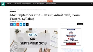 
                            5. MAT September 2018 – Result, Admit Card, Exam Pattern, Syllabus ...