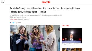 
                            12. Match Group says Facebook's new dating feature will have 'no - Recode