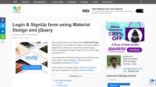 
                            4. Material Design Login Form - SignUp Form using jQuery & CSS