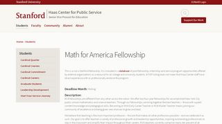 
                            8. Math for America Fellowship | Haas Center for Public Service