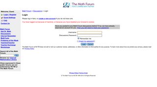 
                            4. Math Forum Discussions - Login - The Math Forum