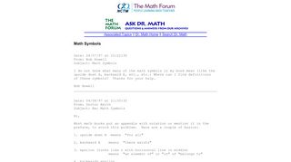 
                            13. Math Symbols - Math Forum - Ask Dr. Math