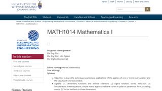 
                            4. MATH1014 Mathematics I - Wits University