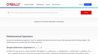 
                            12. Mathematical Operators - Learning C# 3.0 [Book] - O'Reilly Media