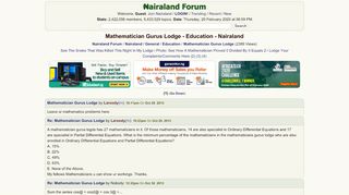 
                            2. Mathematician Gurus Lodge - Education - Nigeria - Nairaland Forum