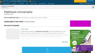 
                            10. Mathesis Universalis | work by Wallis | Britannica.com