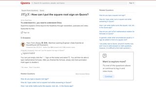 
                            13. [math]\LaTeX[/math]: How can I put the square root sign on Quora ...