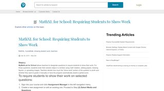
                            8. MathXL for School: Requiring Students to Show Work