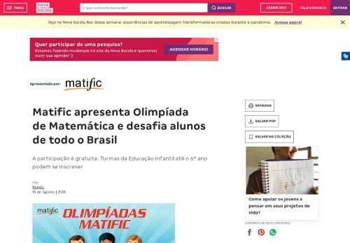 
                            11. Matific apresenta Olimpíada de Matemática e desafia alunos de todo o ...
