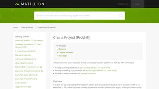 
                            9. Matillion | Create Project (Redshift)