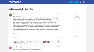 
                            12. Matomo verbindet sich nicht - Deutschsprachiges forum (German ...