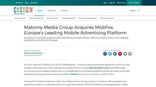 
                            4. Matomy Media Group Acquires MobFox, Europe's Leading Mobile ...