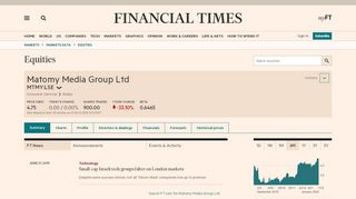 
                            10. Matomy Media Group Ltd, MTMY:LSE summary - FT.com