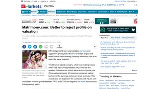 
                            11. Matrimony.com: Better to reject profile on valuation - The Economic ...