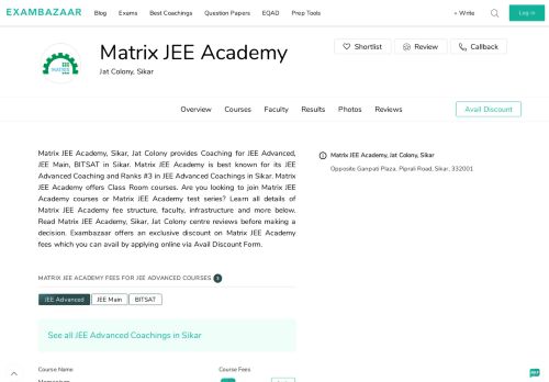 
                            11. Matrix JEE Academy, Sikar | Fee Structure, Reviews of Jat Colony ...
