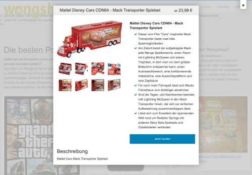 
                            9. Mattel Disney Cars CDN64 - Mack Transporter Spielset - Premium