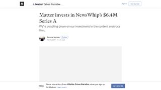 
                            11. Matter invests in NewsWhip's $6.4M Series A – A Matter-Driven ...