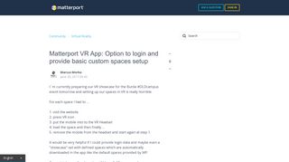 
                            12. Matterport VR App: Option to login and provide basic custom spaces ...