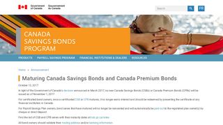 
                            7. Maturing Canada Savings Bonds and Canada Premium Bonds ...