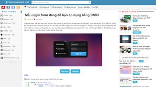 
                            4. Mẫu login form đáng để bạn áp dụng bằng CSS3 - Thủ Thuật Web