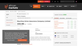 
                            11. Mauritius Union Assurance Company Limited (SEM:MUA ...