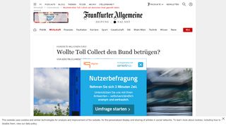 
                            9. Mautbetreiber Toll Collect soll deutschen Staat geprellt haben - FAZ