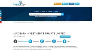 
                            1. MAX EARN INVESTMENTS PRIVATE LIMITED - Company, directors ...
