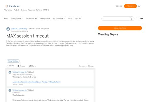 
                            2. MAX session timeout |Tableau Community Forums