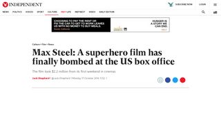 
                            3. Max Steel: A superhero film has finally bombed at the US box office ...