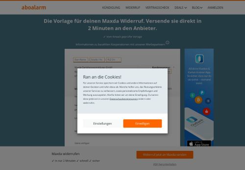 
                            10. Maxda online widerrufen: Einfach und bequem - Aboalarm