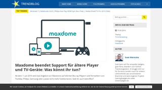 
                            11. Maxdome beendet Support für ältere Player und TV-Geräte: Was ...