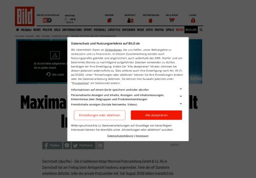 
                            11. Maximail Postzustellung stellt Insolvenzantrag - Frankfurt - Bild.de