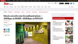 
                            4. Maxis unveils new broadband plans – 30Mbps at RM89, 100Mbps at ...