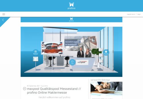 
                            13. maxpool Qualitätspool Messestand // profino Online Maklermesse ...