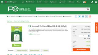 
                            13. Maxwell Turf Food BioniK 3-3-25 +3MgO - Pitchcare