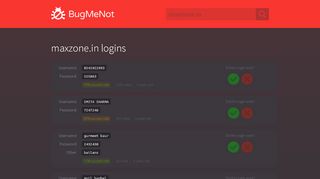 
                            5. maxzone.in passwords - BugMeNot