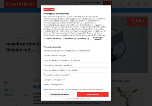 
                            12. maydornreport: 1.000 Prozent Gewinn mit … - Der Aktionär
