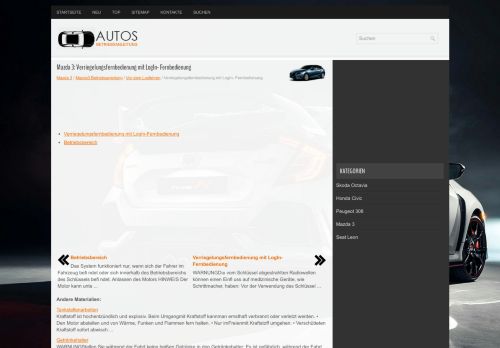 
                            3. Mazda 3: Verriegelungsfernbedienung mit LogIn- Fernbedienung ...