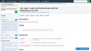 
                            12. mb_login: Login and Authenticate with the Matchbook.com API in ...
