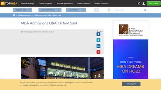 
                            9. MBA Admissions Q&A: Oxford Saïd | TopMBA.com