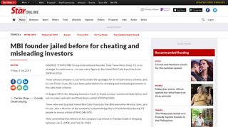 
                            3. MBI founder jailed before for cheating and misleading investors ...