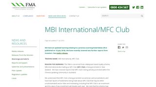 
                            7. MBI International and/or MFC Club - FMA