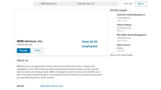 
                            5. MBM Advisors, Inc. | LinkedIn