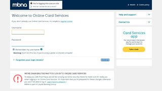 
                            3. MBNA Online Card Services