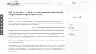 
                            13. MBO Partners® and Taxfyle Announce Partnership to ... - Business Wire