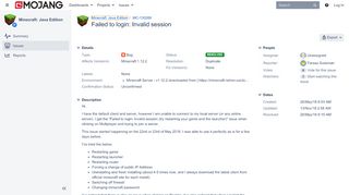 
                            10. [MC-130289] Failed to login: Invalid session - Jira